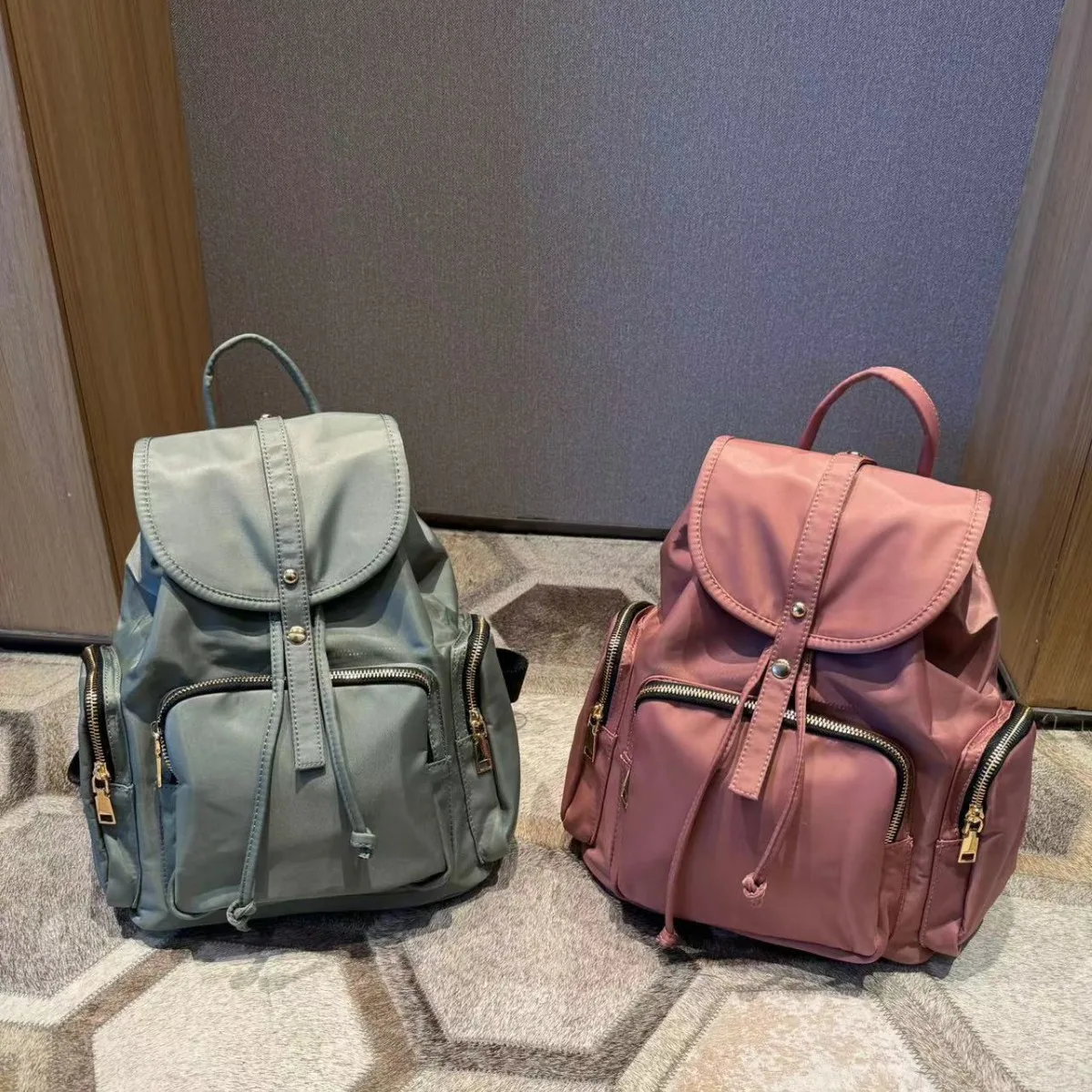 Ling Yu Hong Kong-style Casual Nylon Fabric Flip-back Backpack New Versatile Large-capacity Water-resistant Durable Buckle
