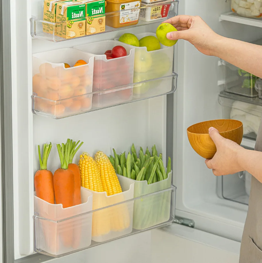 Portable Single Compartment Refrigerator Storage Box Cute Multi-Functional Design with Side Door Access for Lunch Containers