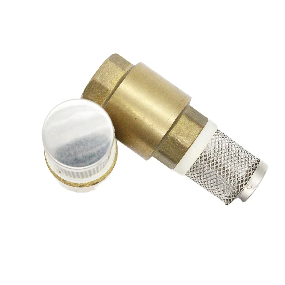 Green Valve High Quality Brass spring vertical  foot check valve with Stainless steel filter for wat