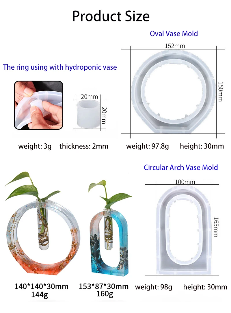 Diy Hydroponic Test Tube Flower Vase Mold Silicone Epoxy Resin Crystal