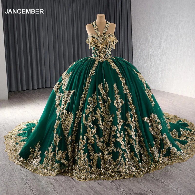 green emerald velvet dress Green Sequin Feather Gold Rhinestones Mermaid Prom Dress main image 0