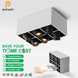 360 Degree Gyro Adjustable Cob LED Spotlight Modern Aluminum Square Surface Mounted Ceiling Dimmable Surface Mounted Down Light