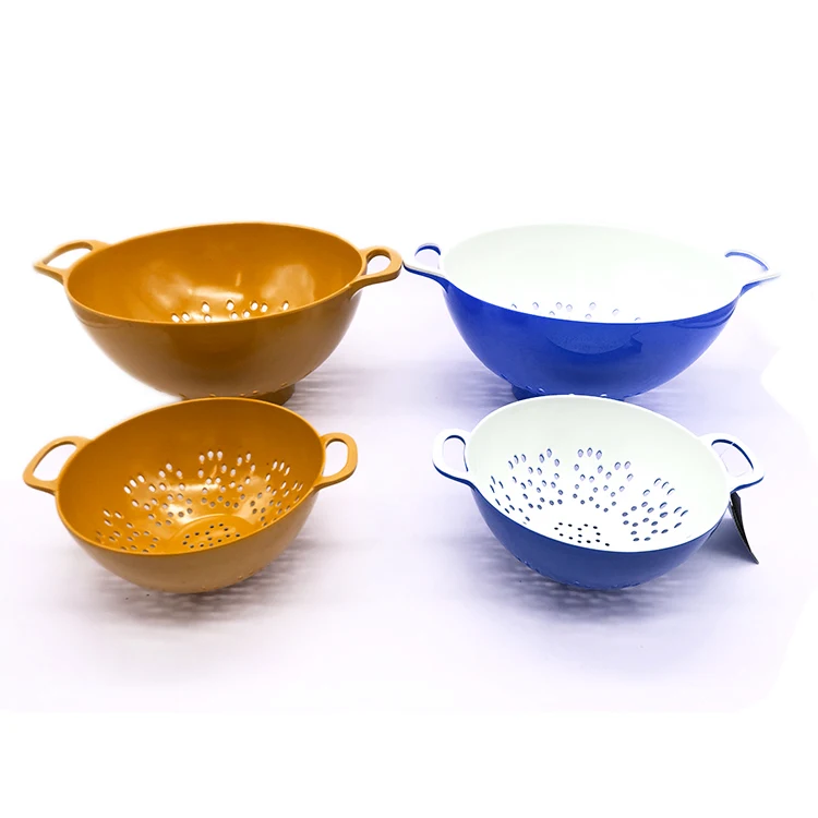 Однотонная меламиновая кухонная утварь с двойной ручкой, кухонный пластиковый дуршлаг, чаша с ситечком