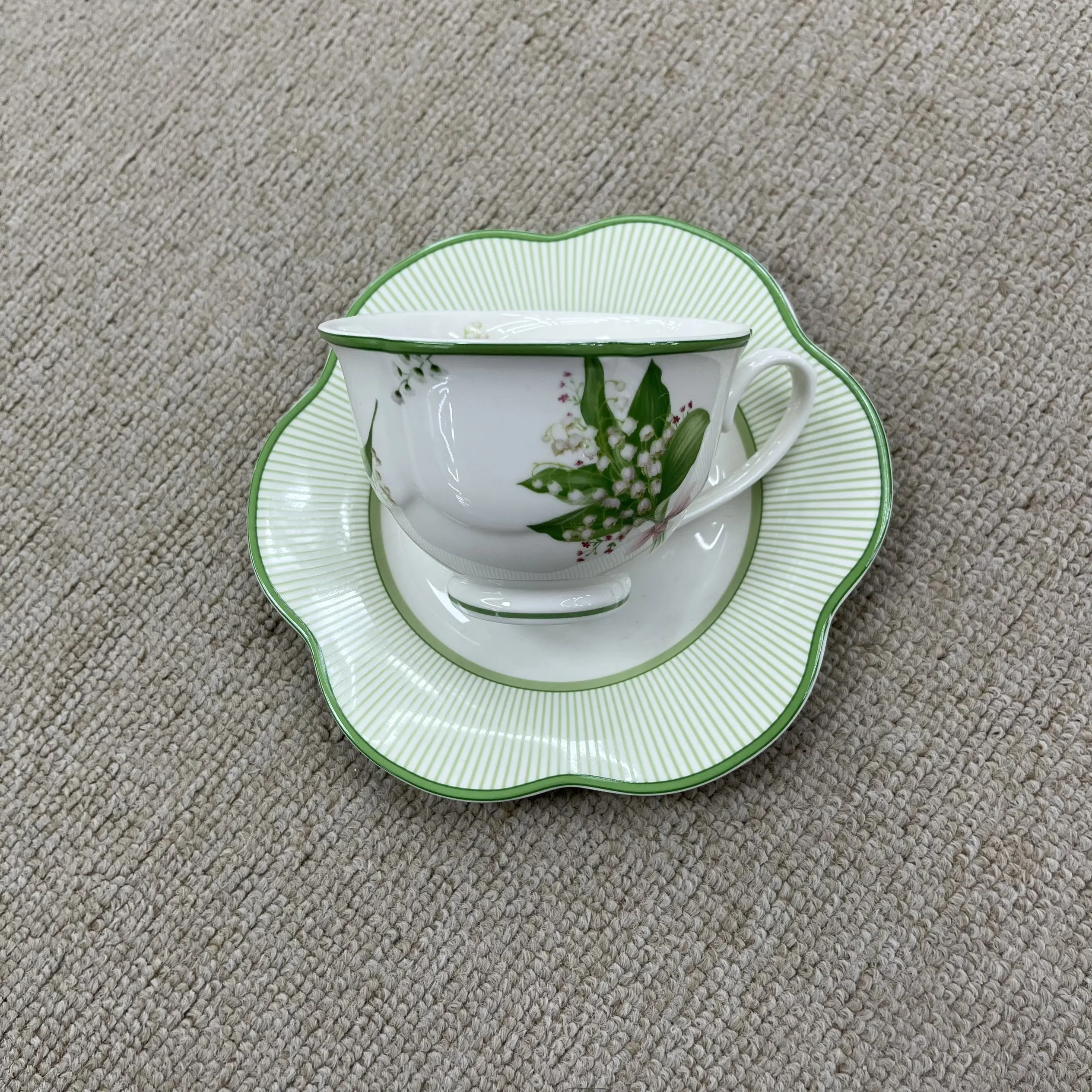 product 220ml lily of the valley fresh spring floral tableware for afternoon tea  quiet reading breaks porcelain coffee cup  saucer-2
