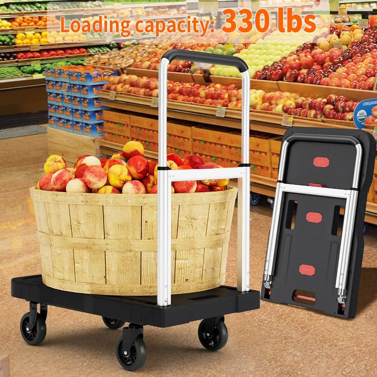 Hand Truck Portable Trolly  Fully Folded Compact Push Cart Capacity Heavy Duty Dolly Practical Handling Tools Platform