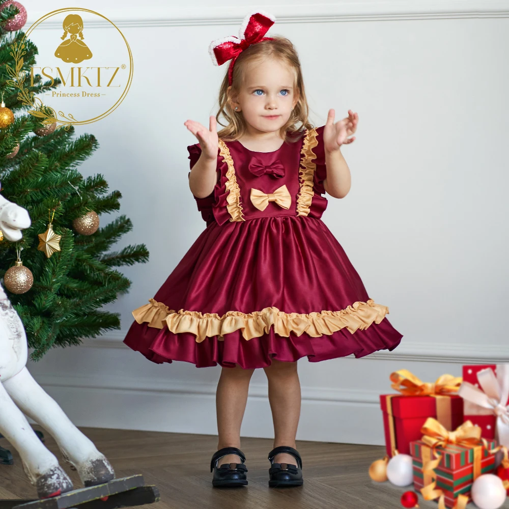 Para Niña Vestito Rosso Natale Bambina Vestito Da Principessa Per