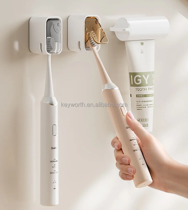 Toothbrush Holders for Bathrooms Wall Mounted with Cover Moisture-Proof and Dust-Proof Toothbrush Storage Organizer