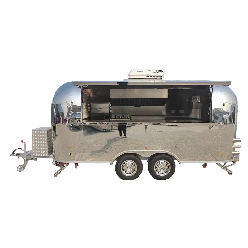 5.8M full body stainless steel full equipment multifunctional SL-6T caterpillar food truck trailer