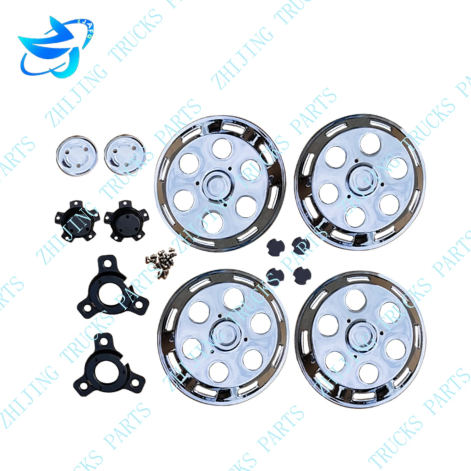 Custom 6 Holes Hub Caps 17.5 Inches Black Truck Tire Hubcaps Chrome Ferrous Material For Isuzu