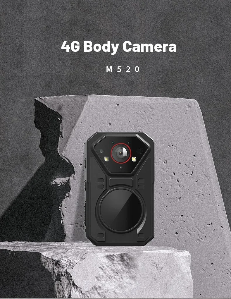 كاميرا M520 H.265 أندرويد للجسم البالية مع 4G GPS WIFI AES256 شاحن لاسلكي PVC جهاز اتصال لاسلكي