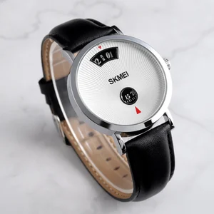 SKMEI 1489 High Quality Comfortable Genuine Leather Strap Business Classic Fashion Exquisite Waterproof Glass Men's Quartz Watch