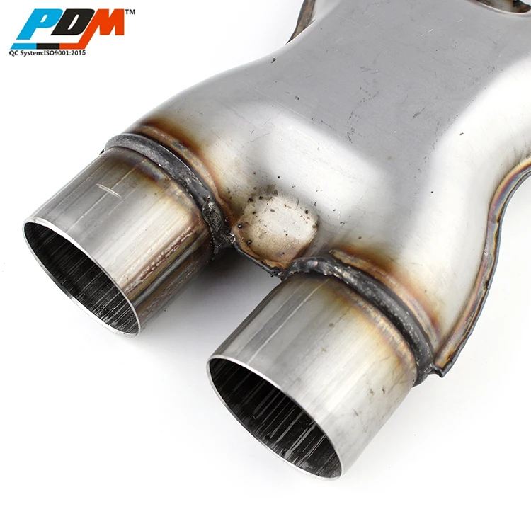 12" Universal Dual Crossover X-Pipe Exhaust Tip - Stainless Steel (Weld-On)