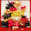 JT-XN10-Set di Capodanno-Pacchetto di cartoncini-Punti di colla-Catena di palloncini