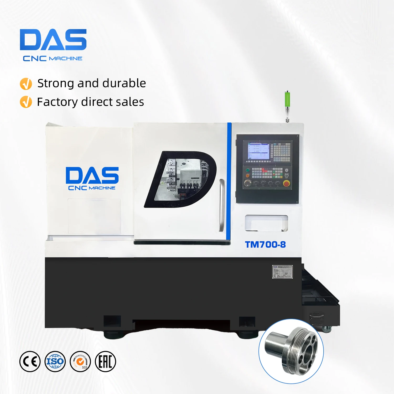 DAS TM700-8 3-Axis CNC Milling Machine with Coolant System for Aerospace Parts