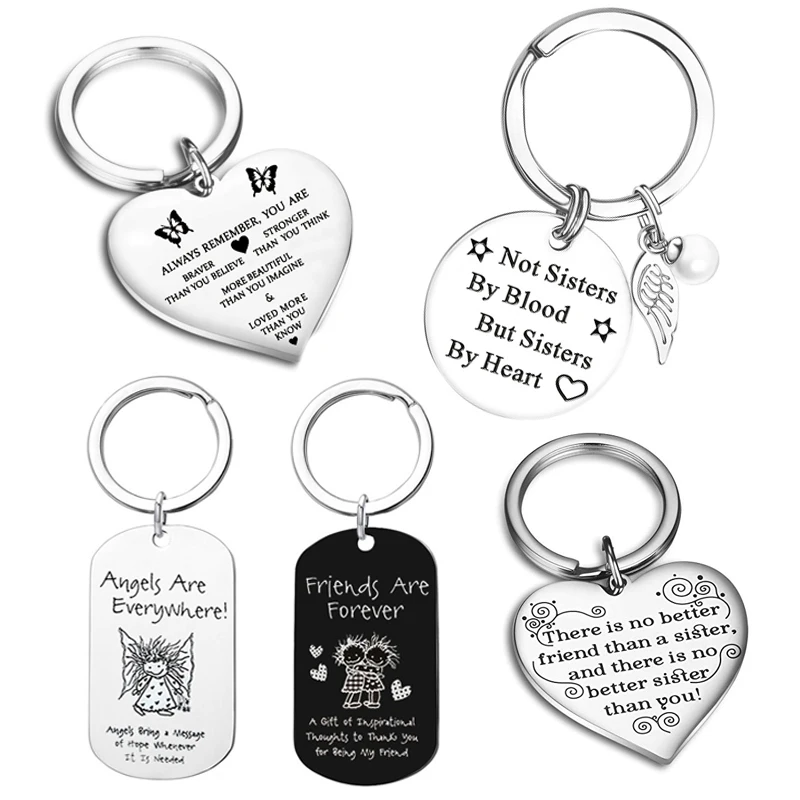 Not Sisters by Blood but Sisters by Heart Keyring Sister Key Ring Friendship BFF 