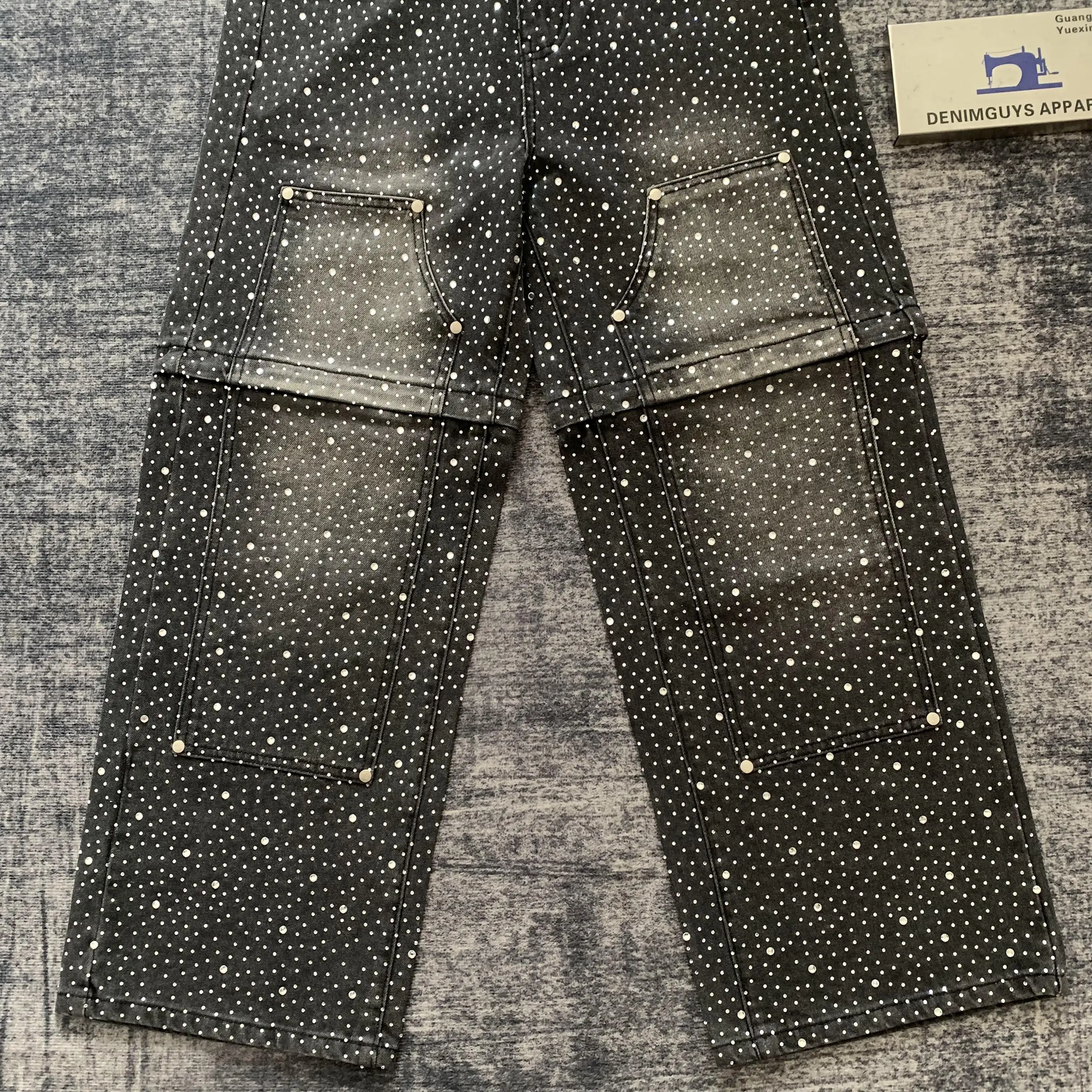 DENIMGUYS Custom Men's Vintage Washed Full Rhinestone