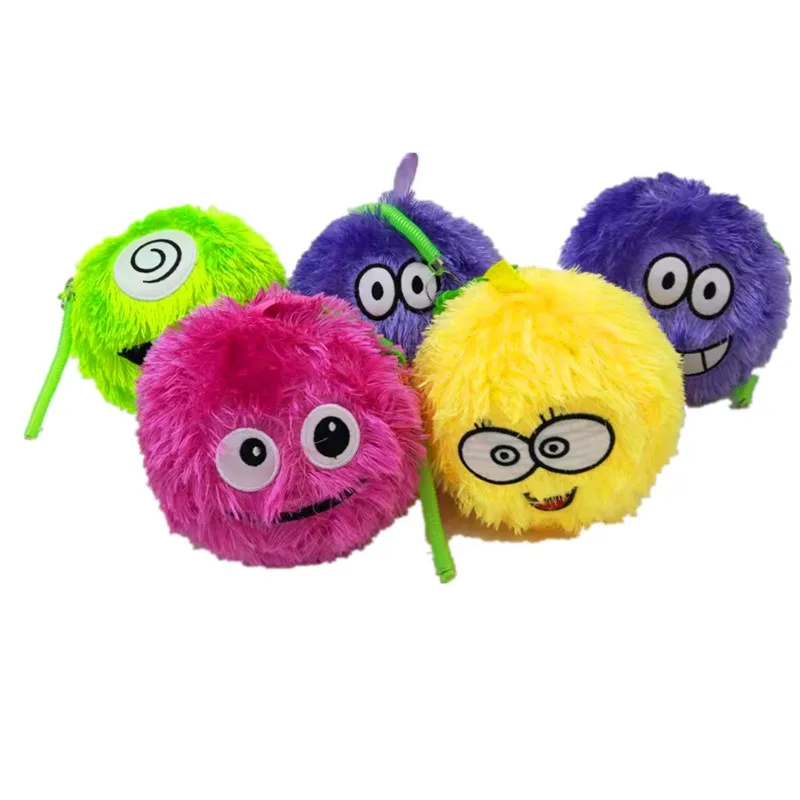 Larger/medium/smaller Fuzzbies Purple Hairie Fuzzy Plush Inflatable Bouncy Ball Kids Funny Face