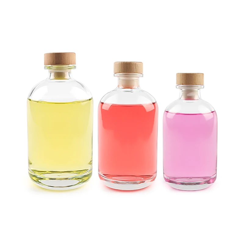 Free Sample 250ml 350ml 500ml Empty Glass Bottle for Liquor Ratafee Glass Bottles with Wood Cork