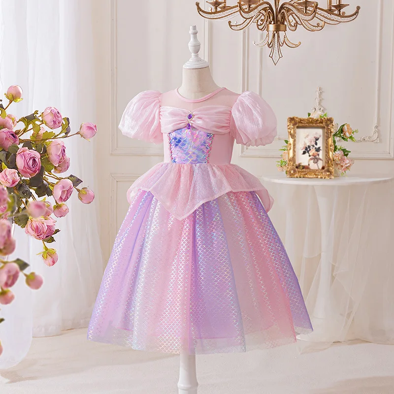 New Coming Girls Mermaid Princess Dress Children's Fairy Dress Girl's  Birthday Dress