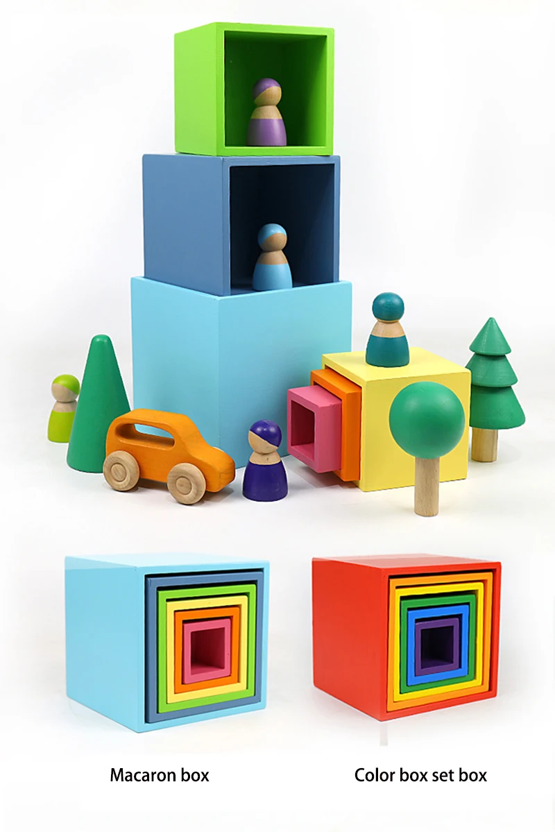 定制diy儿童大型创意彩虹积木堆高机木制彩虹玩具 - buy wooden