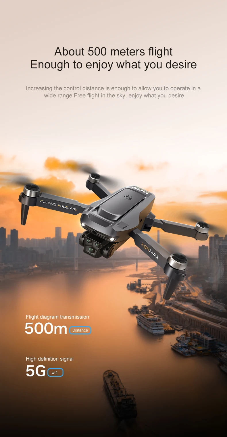 K811 Max Brushless Mini Drone Professional 4K HD Dual Camera 5G WIFI GPS Return Obstacle Avoidance Dron Remote Control Toys Gift