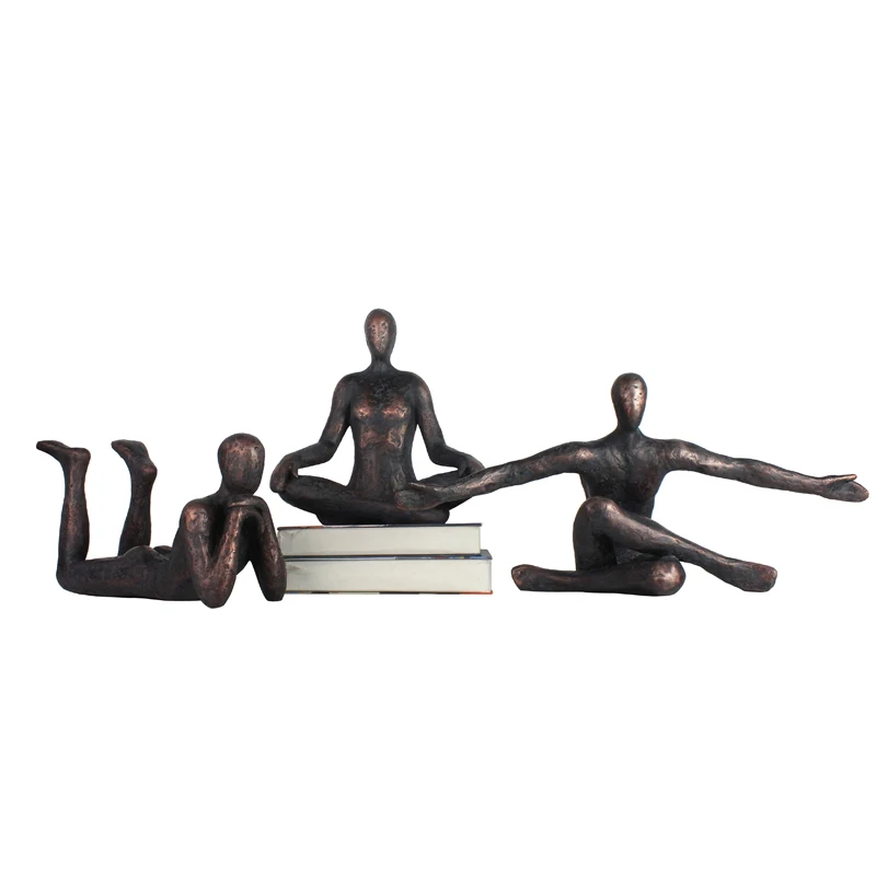 Wholesales Artificial Yoga Abstract Resin Human Figurine Man Arts High-end For Home Decor Crafts