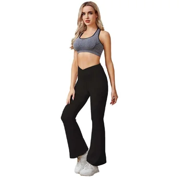 Fashion women's wide leg slacks for yoga and daily comfort are ordered in bulk from the manufacturer