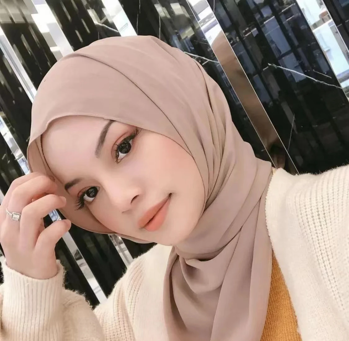 Wholesale Custom Muslim Scarf Hijab Malaysian Women With Rhinestone Cotton Hijab Sharia Shawl