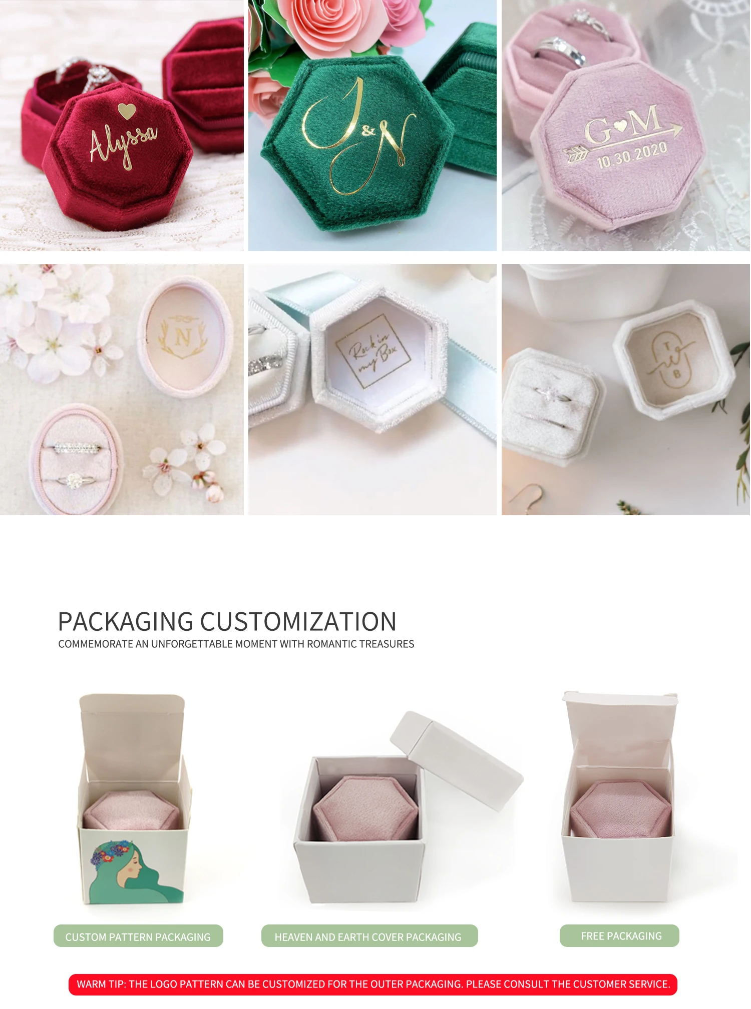 Bespoke Design Ring Packaging Luxury Premium Velvet Round Jewelry Box