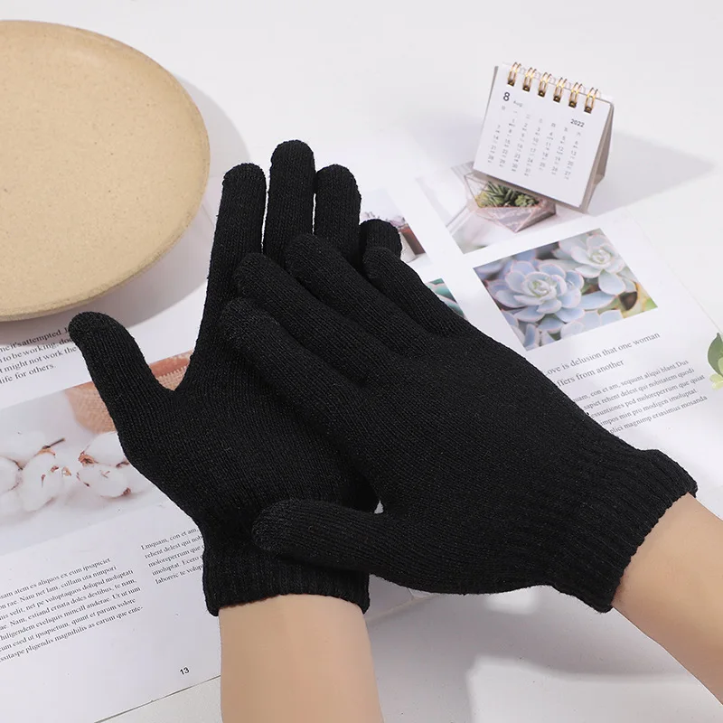Wholesale Winter Warm Gloves Simple Black Cotton Gloves Soft Touch