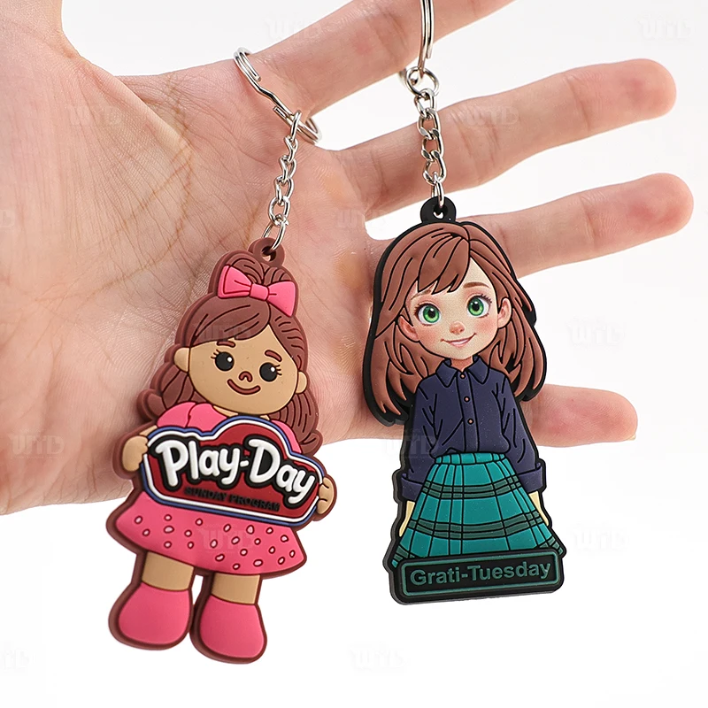 Custom Durable Silicone Business Promotional Gift Keychain Rubber Personalized Logo Print Adjustable Size for Giveaways Events