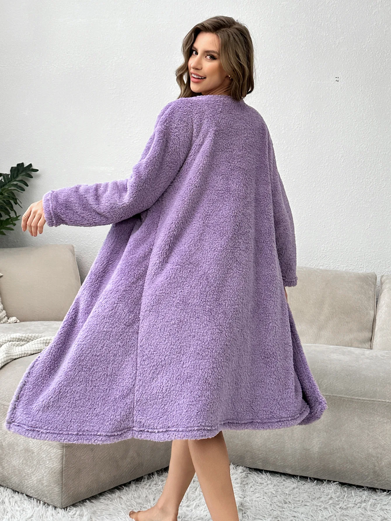 Three-Piece Flannel Robe Set European American Sexy Pajamas Elastic Waist Fleece Wholesale Warm