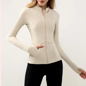 Custom Logo Women's Slim Fit Full Zip up Jacket Yoga Gym Fitness Long Sleeve Yoga Suit for Women Gym Wear Workout Zipper Jacket