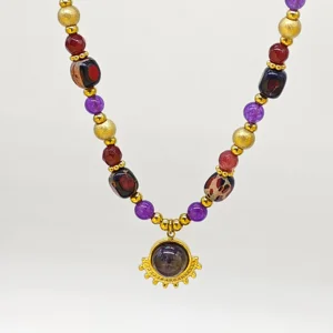 Fashion Women's Stainless Steel Necklace with Natural Pearl Beads Gold Plated and Special Religious Design Jewelry Customizable