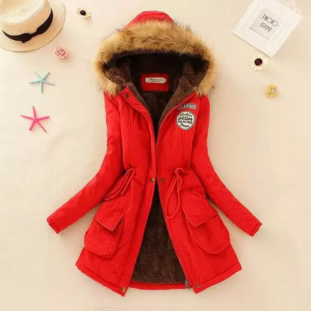 Tendencia de Aliexpress, Abrigo Largo Grueso para Mujer, Abrigo de Invierno  Cálido con Capucha y Cuello de Piel, Parka