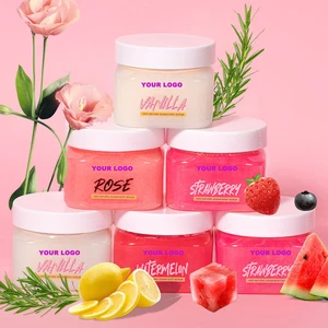 Refreshing Brightening Sugar Body Scrub Paraben-Free Strawberry Vanilla Rose & Exfoliation Nourishing Soothing Even-Toned Skin
