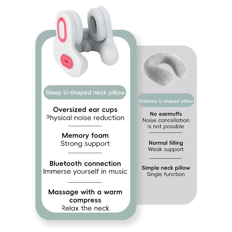 Factory New Design Rechargeable Neck Massage Pillow Neck Wrap Red Light Hot Compress Heating Vibrating Neck Massager