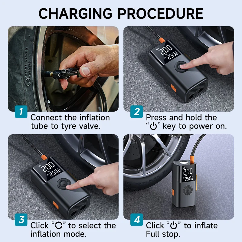6 in 1 Wireless Portable Power Bank 10000mAh Handle Multi-scene Availability Power Bank Jump Starter With Tire Inflator Blower