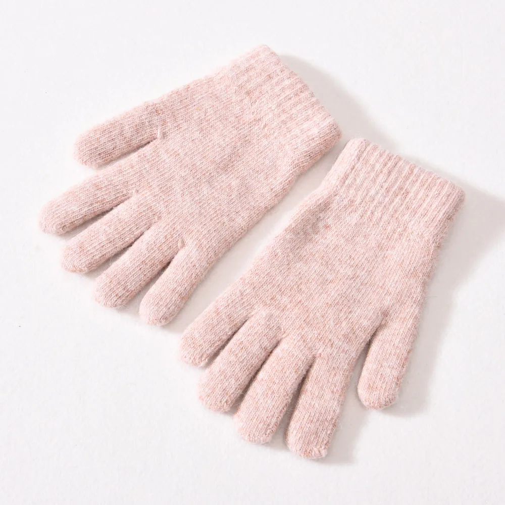 Весенне-зимние перчатки из микрофибры, кашемировые вязаные варежки, высококачественные детские теплые детские вязаные перчатки с пальцами для улицы