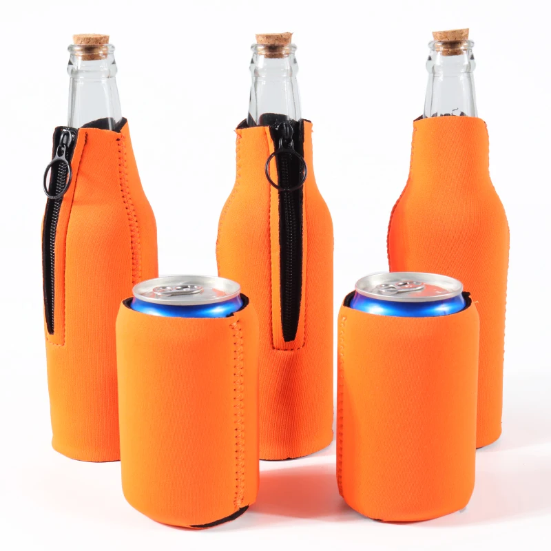 Zipper Beer Bottle Koozie (Orange)