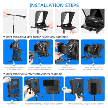 Neewer Mini Teleprompter Smartphone Teleprompter Artifact Video + Remote Control for iPhone Samsung Mirrorless Camera Recording detail image
