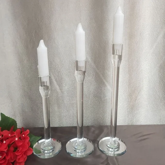 Crystal Candlestick Pillar Candle Holders Candelabra Stand Table Decor Wedding 