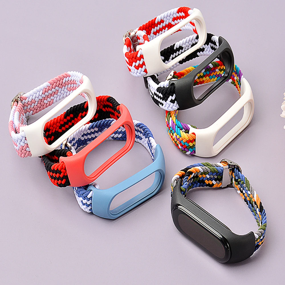 Bracelet for Mi Band Strap Elastic Adjustable Nylon Braided Miband4  Miband Correa Wristband for xiaomi Mi Band