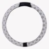 White leather with black cross-flower pattern