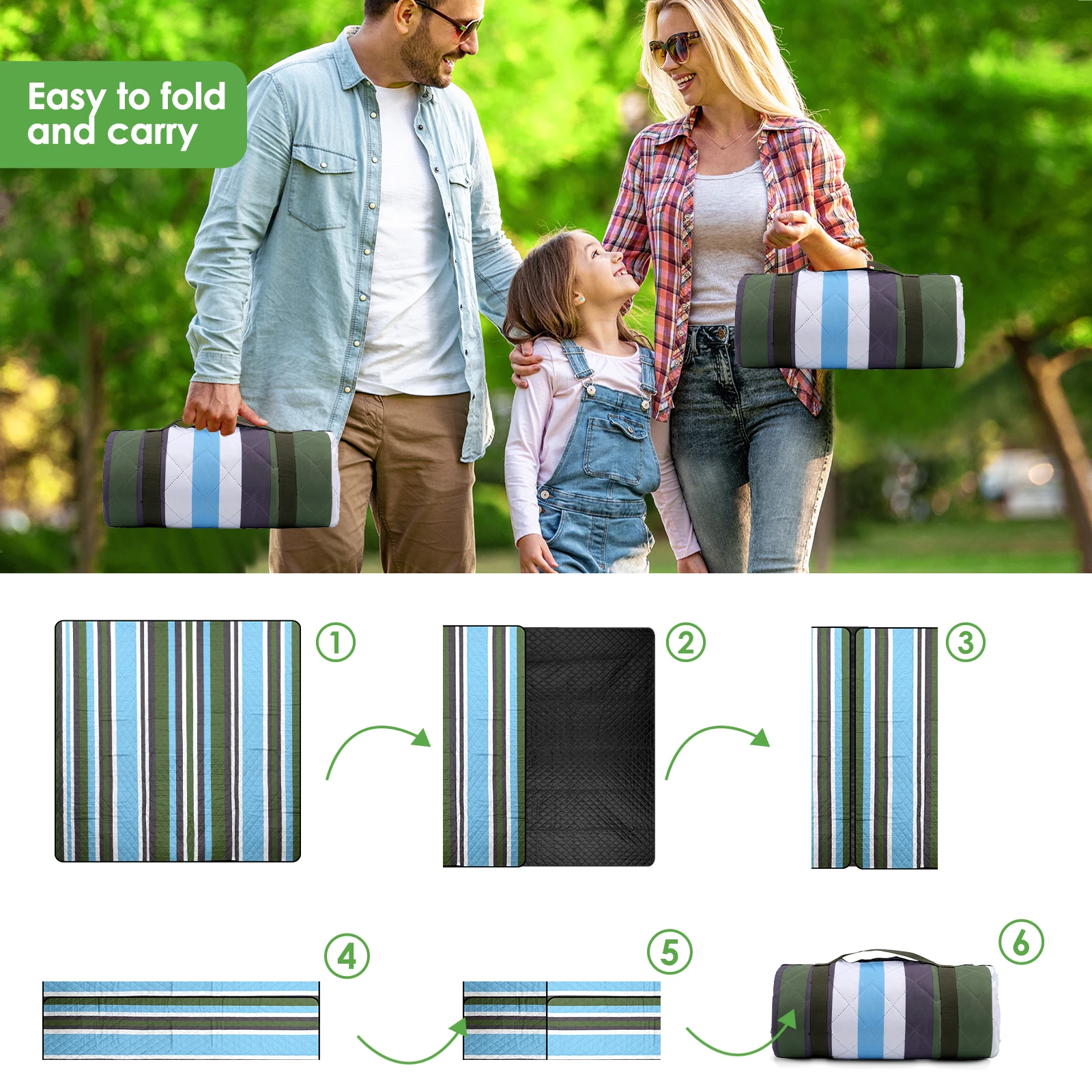High Quality Portable Sand-proof  Waterproof Polyester Camping Beach Blanket Beach Accessories Foldable Printed Picnic Beach Mat