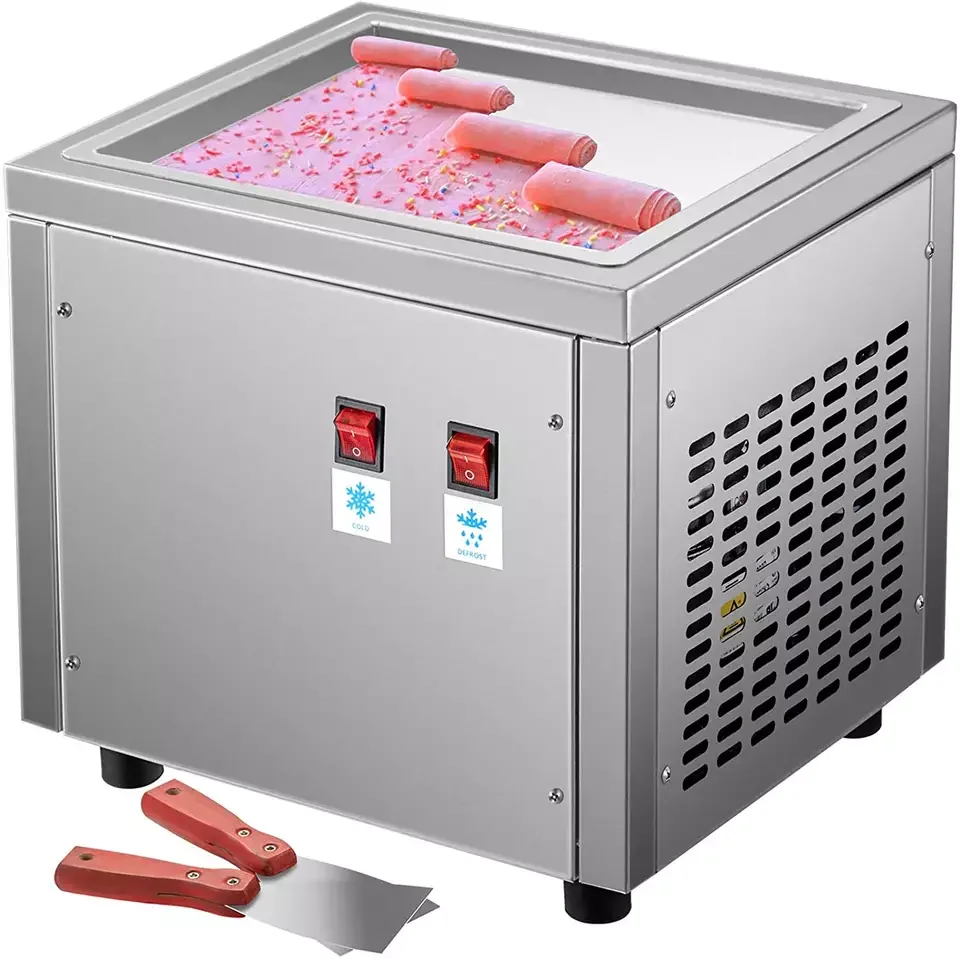 VevoR China Flat Fried Ice Cream Machine 220V Roll Machine for Baking Food Shops Restaurants for Fruit Milk Water Chocolate