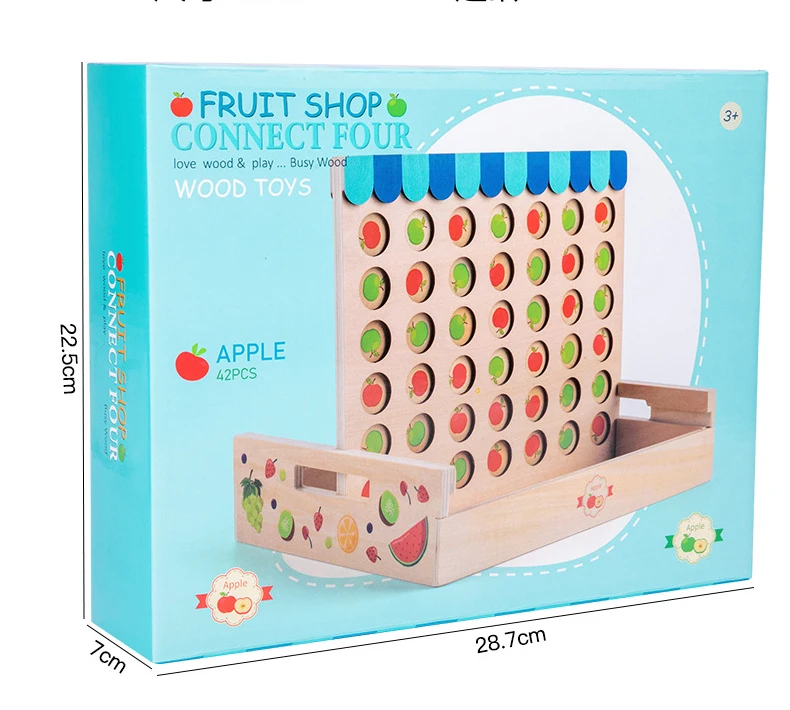Children Connect 4 In A Line Board Game Educational Toys Kids Wooden Foldable Line Up Row Board Puzzle Toy Classic Game