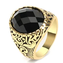 High Quality Exquisite Rose Gold Plated Romantic Wedding Totem Carving Alloy Gemstone Men's Ring