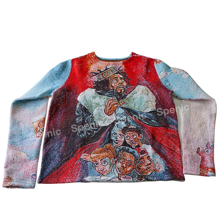 Custom Woven Blanket Tapestry Sweater Tapestry Crewneck