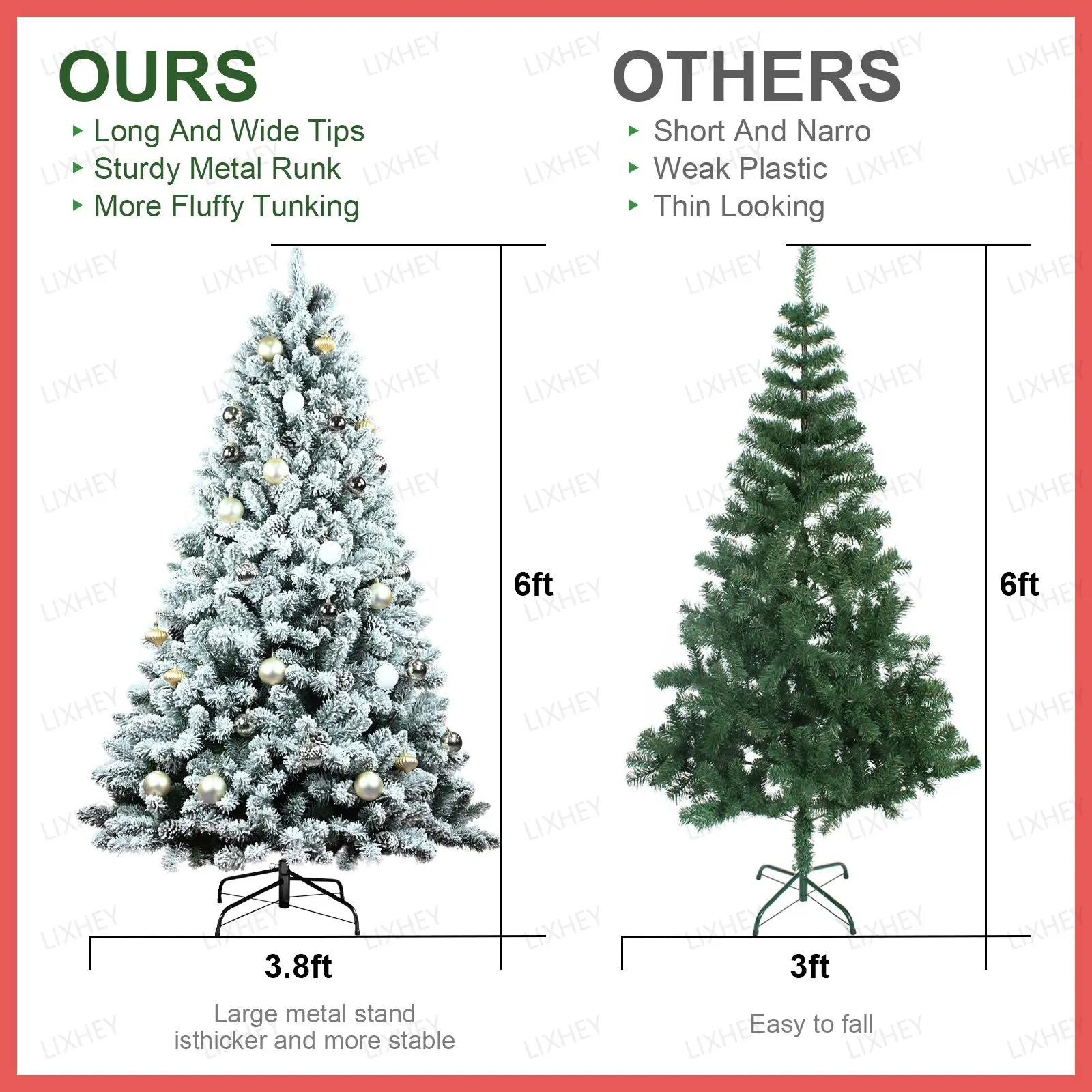 6/7.5ft Decorative Christmas Party Artificial Christmas Tree Flocked